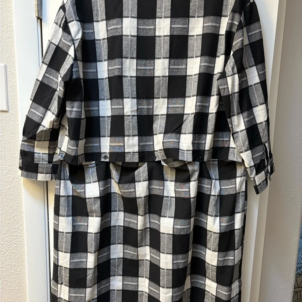 TOV Black and White Plaid Shirt Dress - Picture 3 of 6